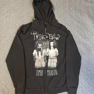 Tultex Twins of Evil 2019 Rob Zombie Marilyn Manson Tour Zip up Hoodie Size M